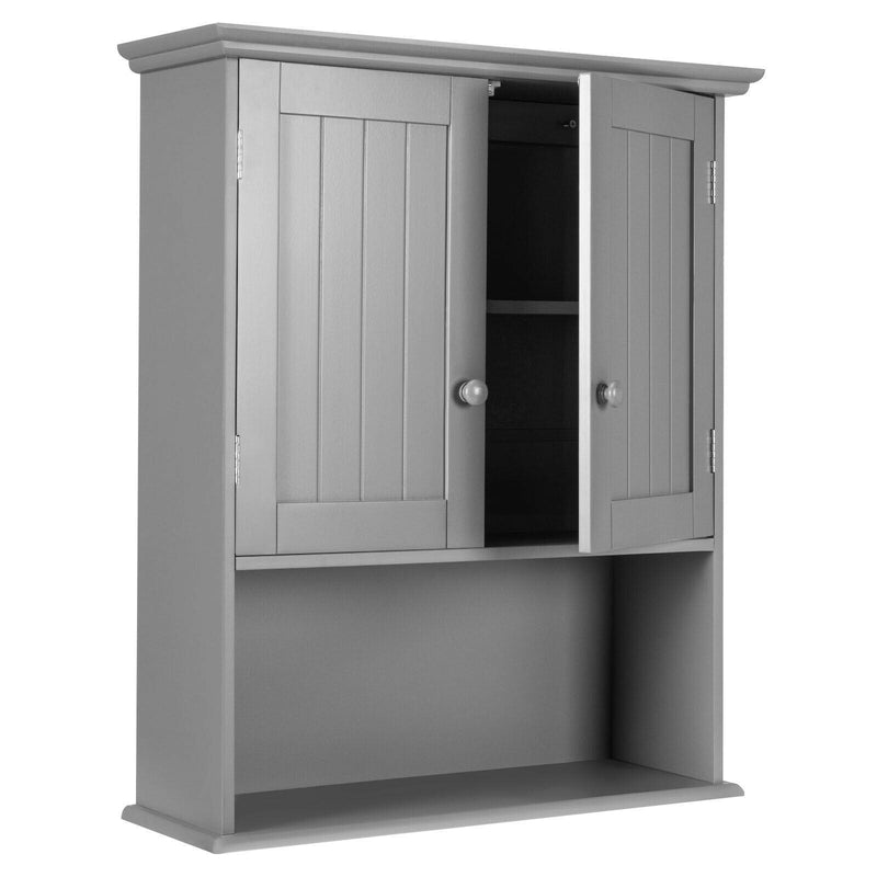 2-Door Wall Mount Bathroom Storage Cabinet with Open Shelf