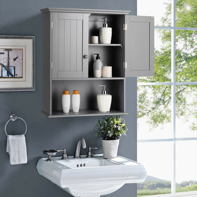 2-Door Wall Mount Bathroom Storage Cabinet with Open Shelf