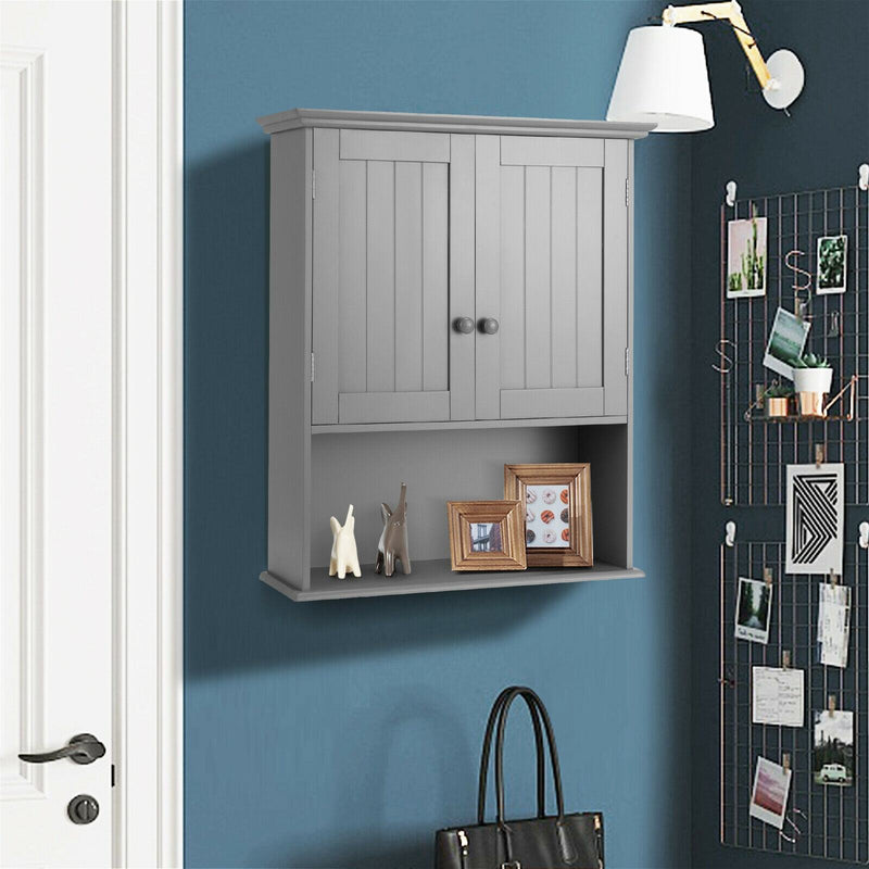 2-Door Wall Mount Bathroom Storage Cabinet with Open Shelf