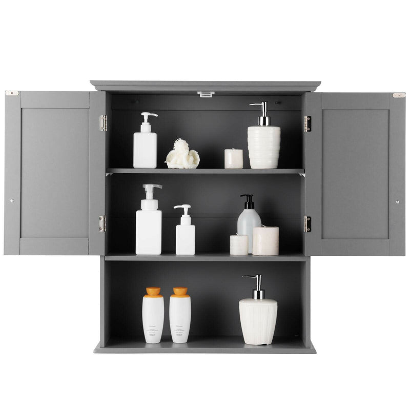 2-Door Wall Mount Bathroom Storage Cabinet with Open Shelf