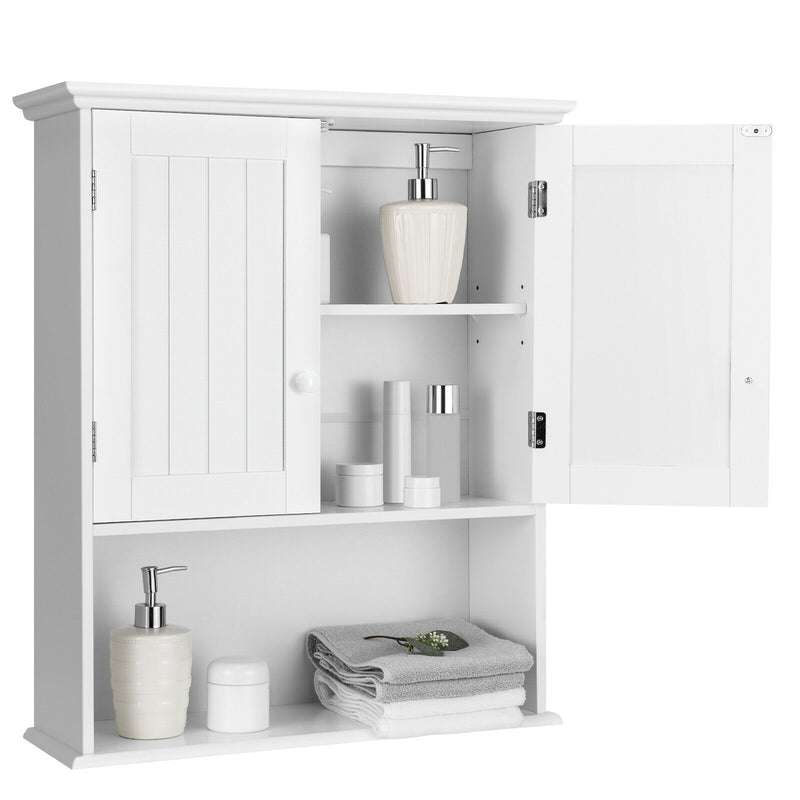 2-Door Wall Mount Bathroom Storage Cabinet with Open Shelf