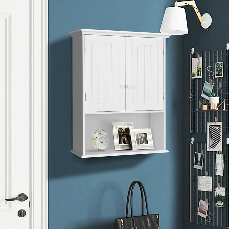 2-Door Wall Mount Bathroom Storage Cabinet with Open Shelf