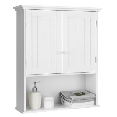 2-Door Wall Mount Bathroom Storage Cabinet with Open Shelf