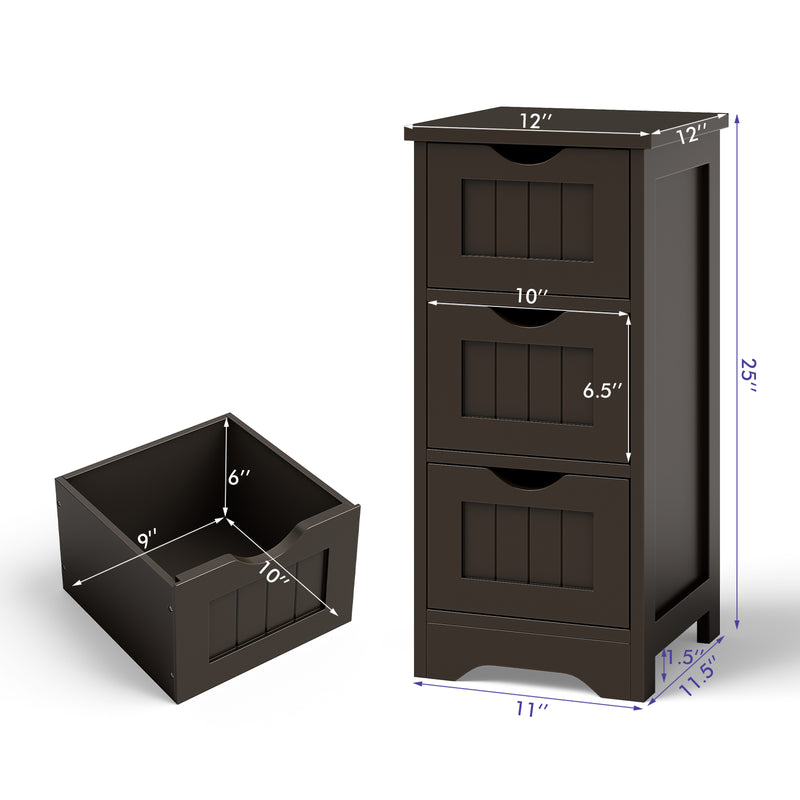 Bathroom Floor Freestanding Storage Organizer with 3 Drawers