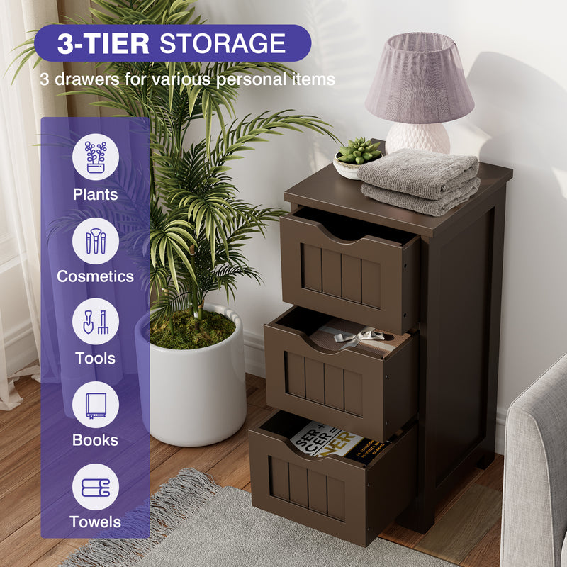 Bathroom Floor Freestanding Storage Organizer with 3 Drawers