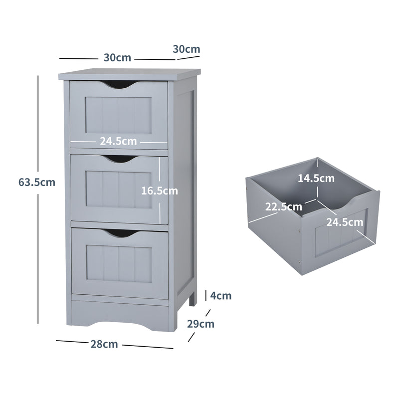 Bathroom Floor Freestanding Storage Organizer with 3 Drawers