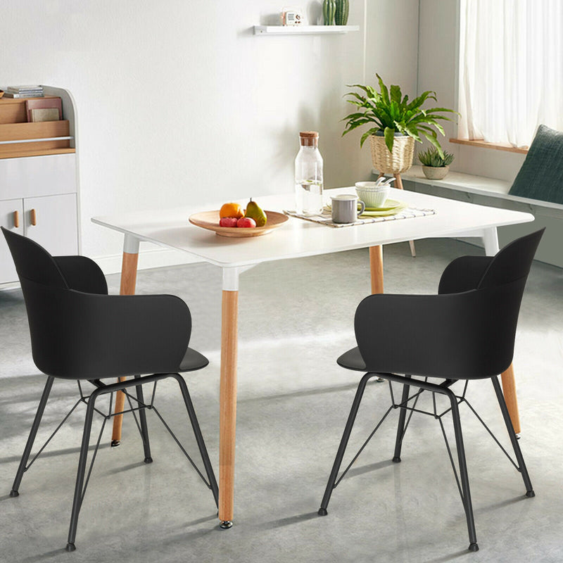 Set of 2 Metal Frame Modern Petal-Shape Plastic Dining Chair