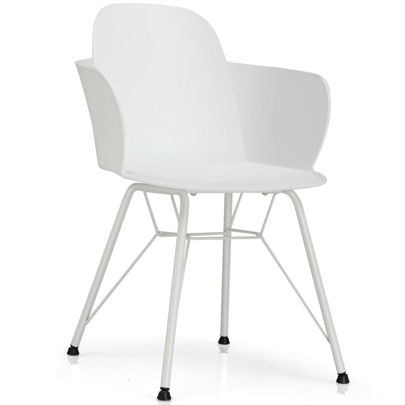 Set of 2 Metal Frame Modern Petal-Shape Plastic Dining Chair