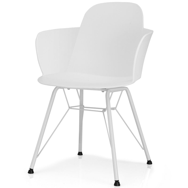 Set of 2 Metal Frame Modern Petal-Shape Plastic Dining Chair