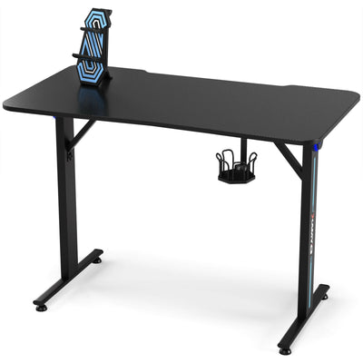 Computer Gaming Desk with LED Lignt and Gaming Handle Rack for Home