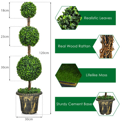 4 Ft Artificial Topiary Triple Ball Tree Plant