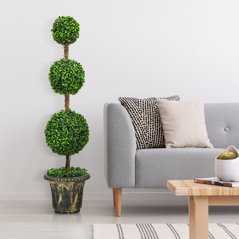 4 Ft Artificial Topiary Triple Ball Tree Plant