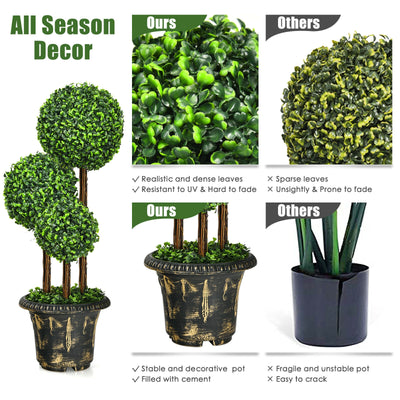 36-Inch Artificial Topiary Triple Ball Tree for Indoor and Outdoor