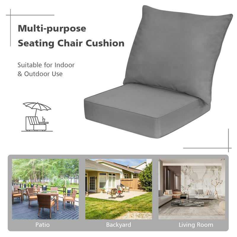 Deep Seat Chair Cushion Pads Set with Rope Belts for Indoor and Outdoor