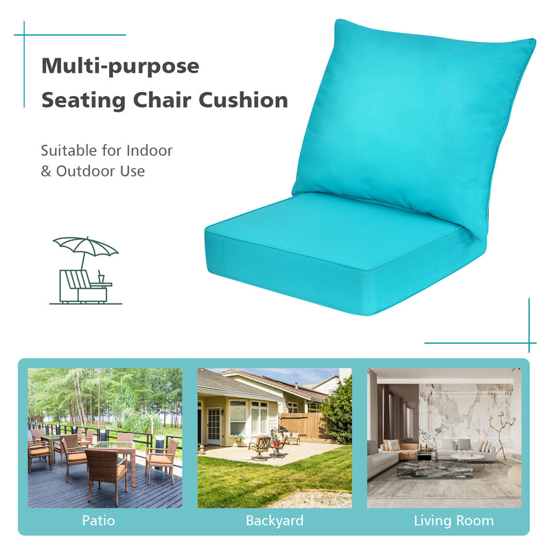 Deep Seat Chair Cushion Pads Set with Rope Belts for Indoor and Outdoor