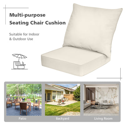 Deep Seat Chair Cushion Pads Set with Rope Belts for Indoor and Outdoor