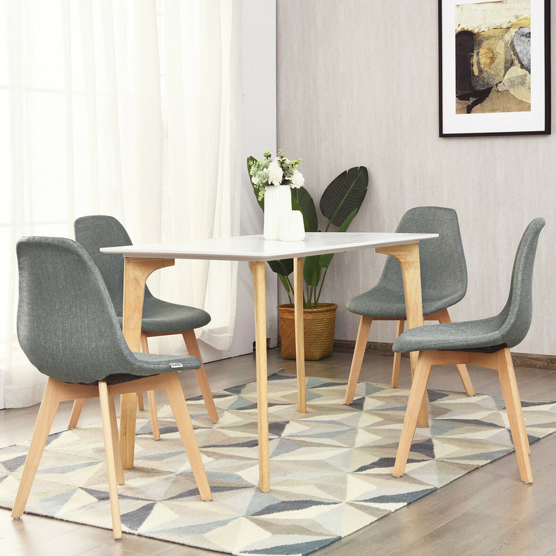 4Pcs Modern Dining Chair Set with Wood Legs and Fabric Cushion Seat