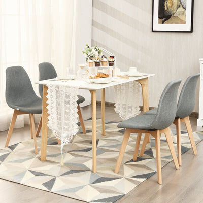 4Pcs Modern Dining Chair Set with Wood Legs and Fabric Cushion Seat