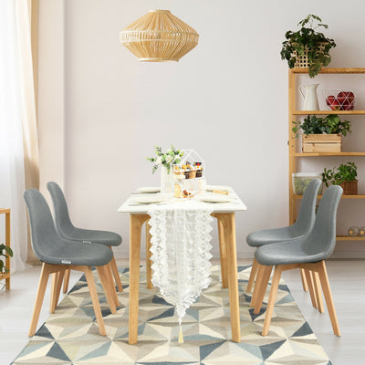 4Pcs Modern Dining Chair Set with Wood Legs and Fabric Cushion Seat