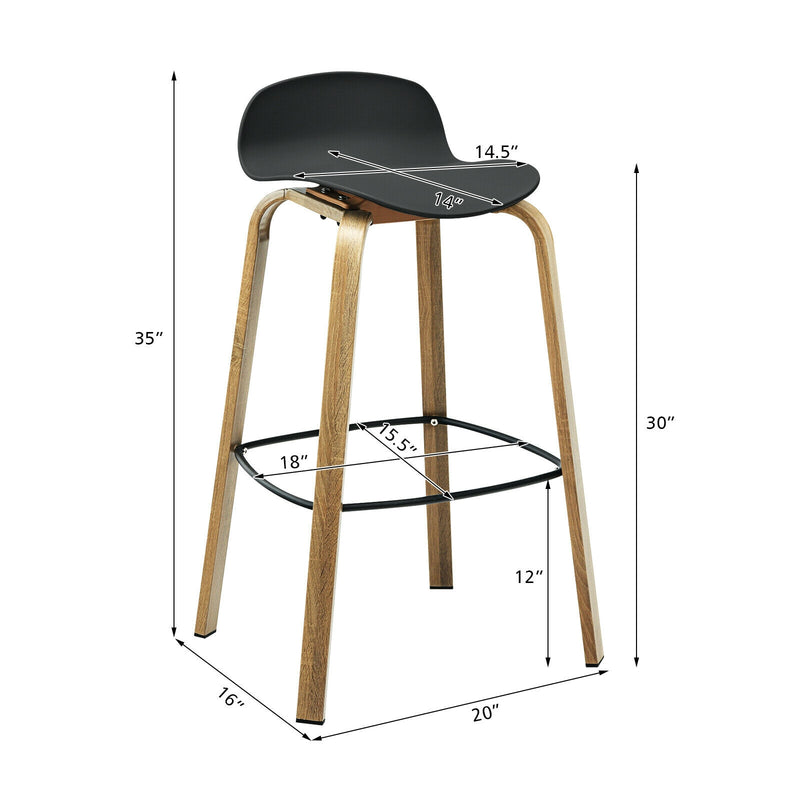 2 Pcs Modern Barstools with Metal Legs