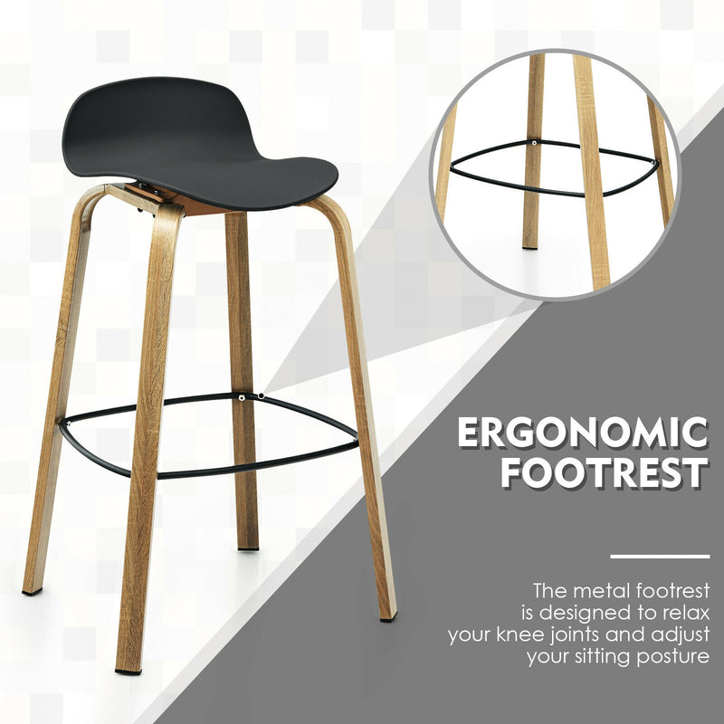 2 Pcs Modern Barstools with Metal Legs