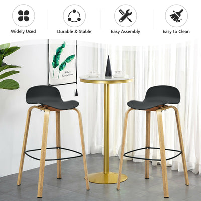 2 Pcs Modern Barstools with Metal Legs