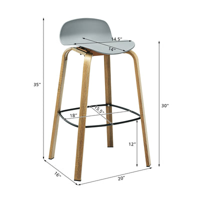 2 Pcs Modern Barstools with Metal Legs