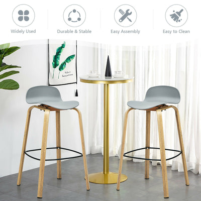 2 Pcs Modern Barstools with Metal Legs