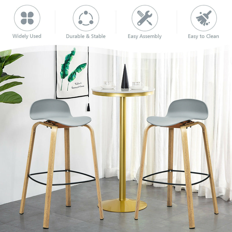 2 Pcs Modern Barstools with Metal Legs