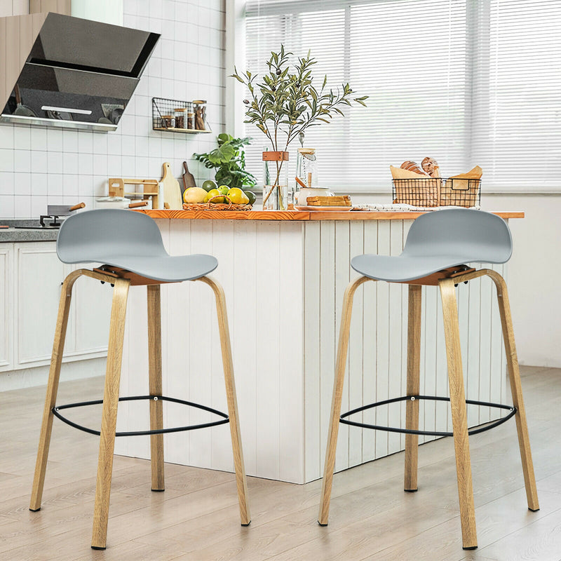 2 Pcs Modern Barstools with Metal Legs