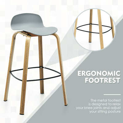 2 Pcs Modern Barstools with Metal Legs