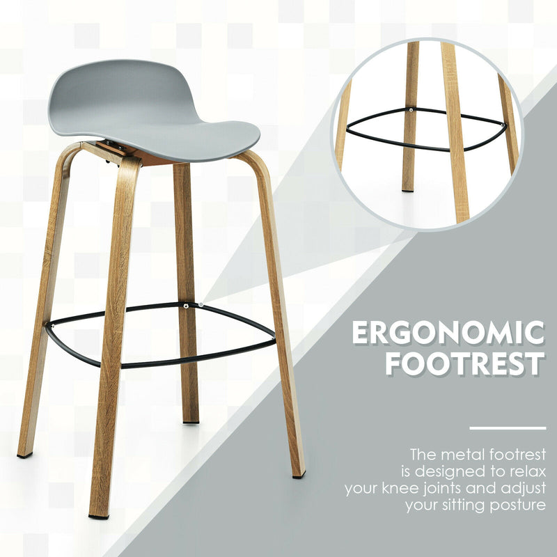 2 Pcs Modern Barstools with Metal Legs