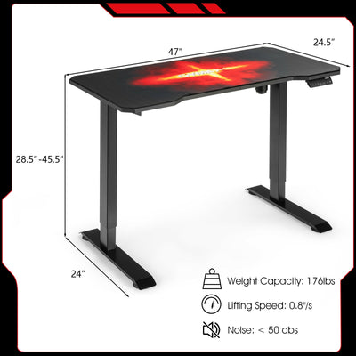 Electric Standing Gaming Desk with Height Adjustable Splice Board