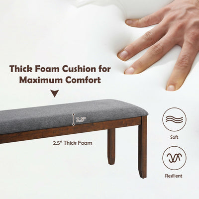 Upholstered Bench Footstool with Wood Legs