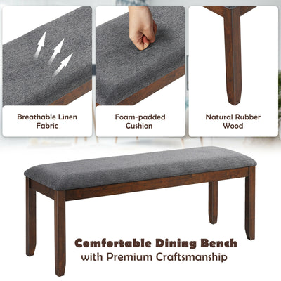 Upholstered Bench Footstool with Wood Legs