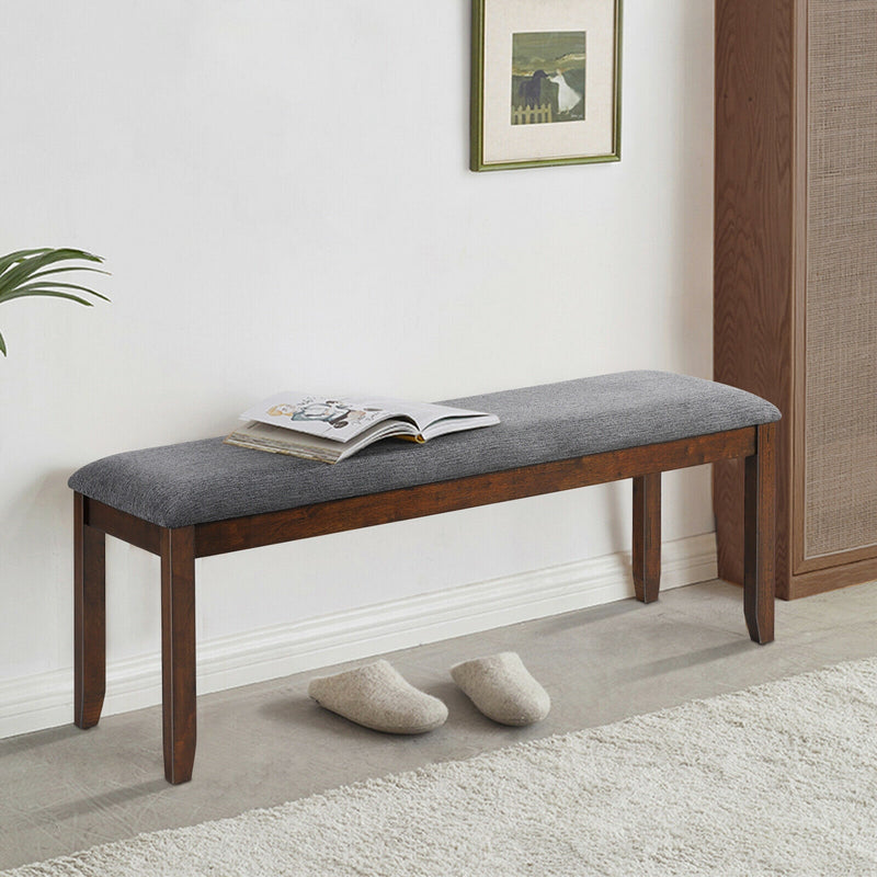 Upholstered Bench Footstool with Wood Legs