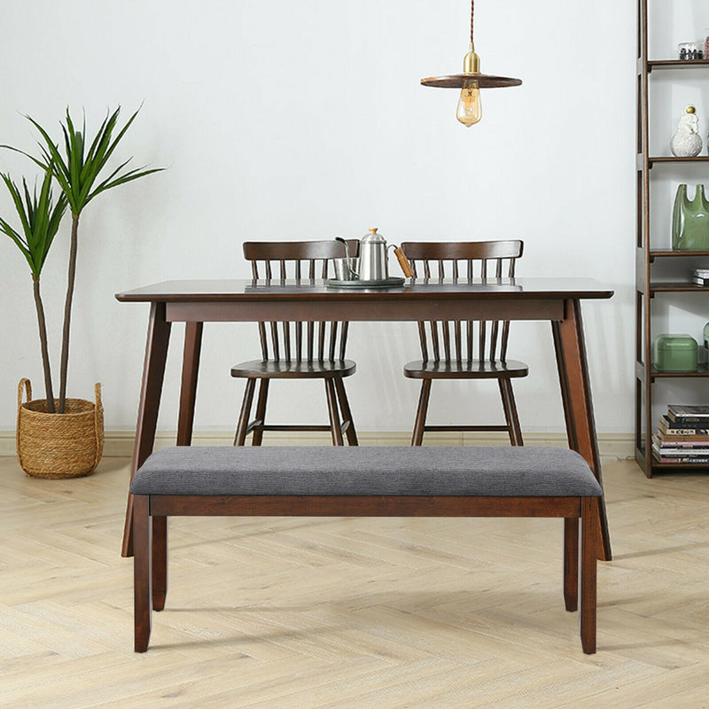 Upholstered Bench Footstool with Wood Legs