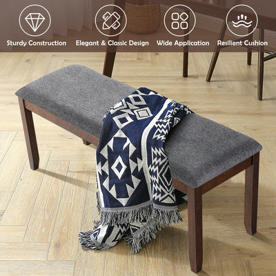 Upholstered Entryway Bench Footstool with Wood Legs