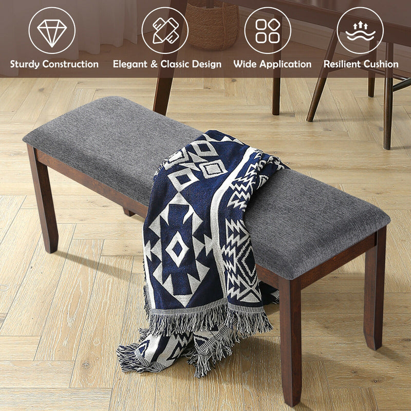 Upholstered Bench Footstool with Wood Legs