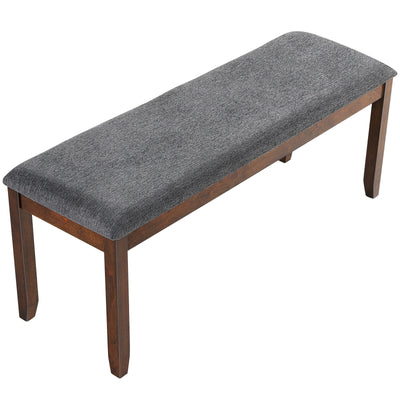 Upholstered Bench Footstool with Wood Legs