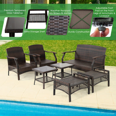 7 Pieces Outdoor Patio Furniture Set with Waterproof Cover