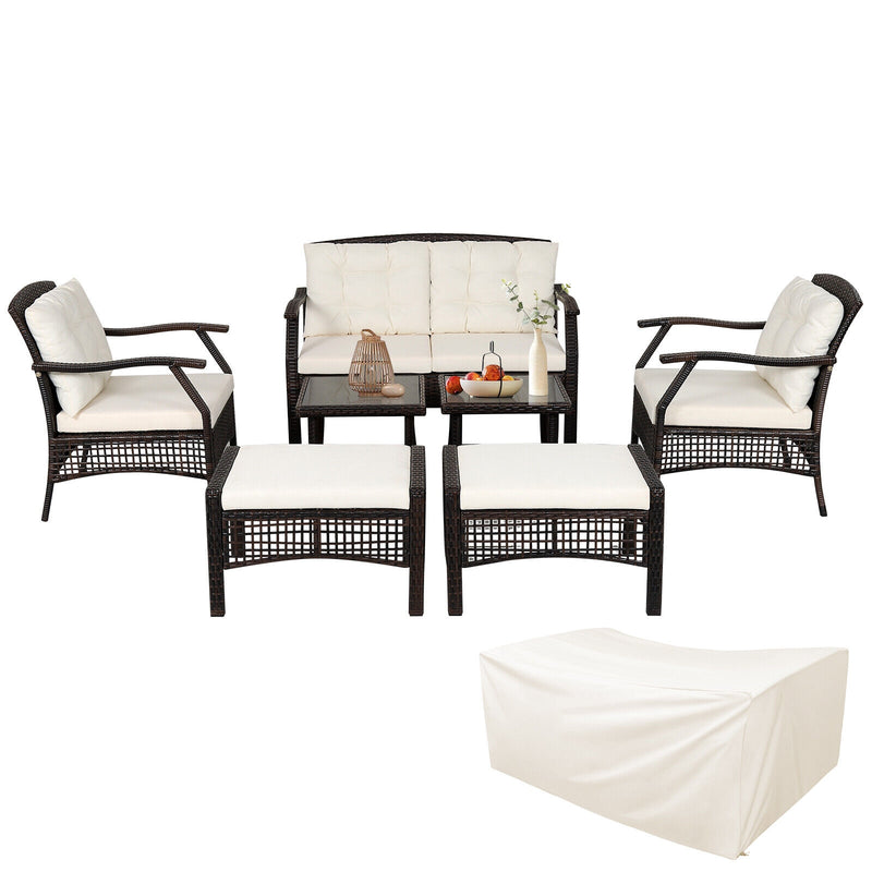 7 Pieces Outdoor Patio Furniture Set with Waterproof Cover