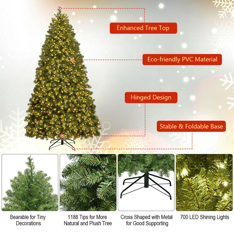 6 / 7 Feet Artificial PVC Christmas Tree with LED Lights and Stand