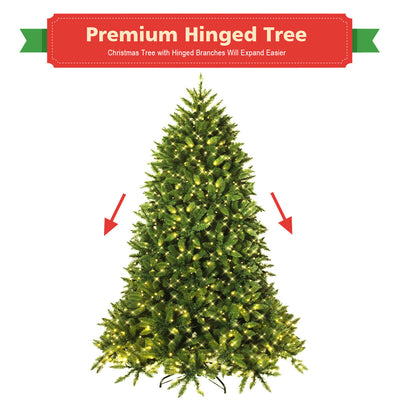 6 Ft Premium Hinged Artificial Fir Christmas Tree with LED Lights