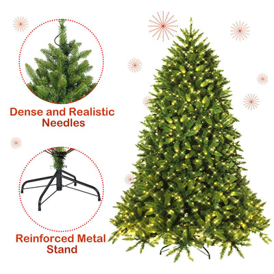 6 Ft Premium Hinged Artificial Fir Christmas Tree with LED Lights