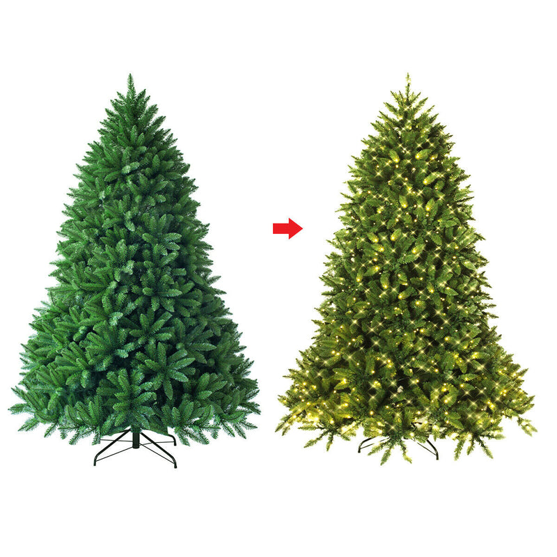 6 Ft Premium Hinged Artificial Fir Christmas Tree with LED Lights