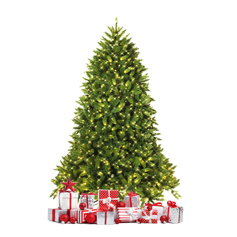 6 Ft Premium Hinged Artificial Fir Christmas Tree with LED Lights