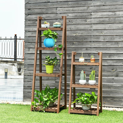 Folding Flower Stand Rack Wood Plant Storage Display Shelf