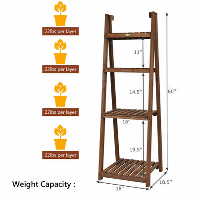 Folding Flower Stand Rack Wood Plant Storage Display Shelf