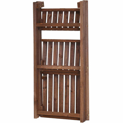 3-Tier Folding Flower Stand Rack Wood Plant Storage Display Shelf